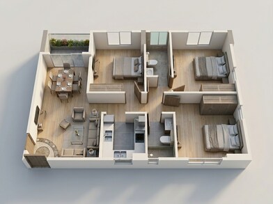 Floor plan of 3 BHK 850 Sq. Ft. Apartment in MA Barsana Royale, Kolkata