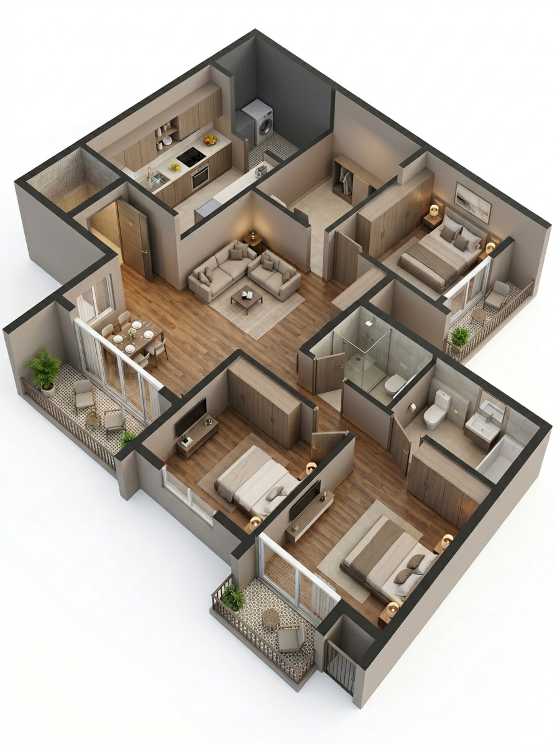 Floor plan of 2 BHK 849 Sq. Ft. Apartment in VTP Flamante, Pune