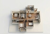 Floor plan of 3 BHK 1062 Sq. Ft. Apartment in VTP Flamante, Pune