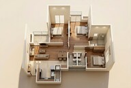Floor plan of 3 BHK 1230 Sq. Ft. Apartment in VTP Flamante, Pune