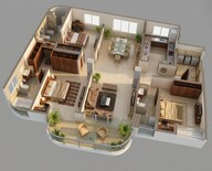 Floor plan of 3 BHK 1250 Sq. Ft. Apartment in Kumar Siddhachal, Pune