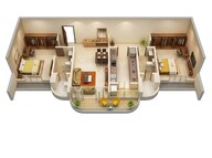 Floor plan of 2 BHK 772 Sq. Ft. Apartment in Kumar Siddhachal, Pune