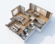 Floor plan of 2 BHK 985 Sq. Ft. Apartment in Jupiter Airport Sky City, Kolkata