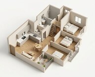 Floor plan of 3 BHK 1145 Sq. Ft. Apartment in Jupiter Airport Sky City, Kolkata