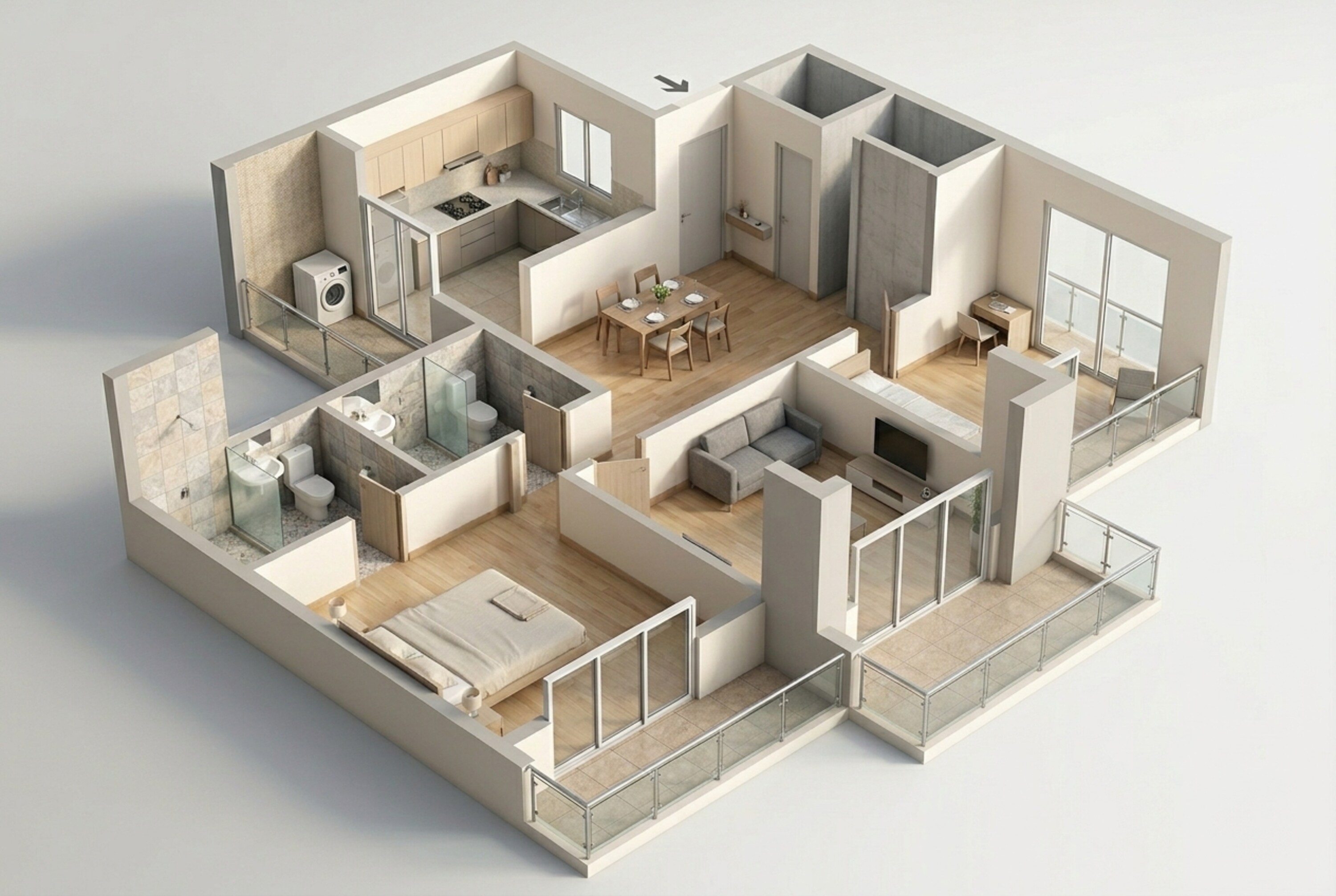 Floor plan of 2 BHK 756 Sq. Ft. Apartment in VTP Dolce Vita, Pune
