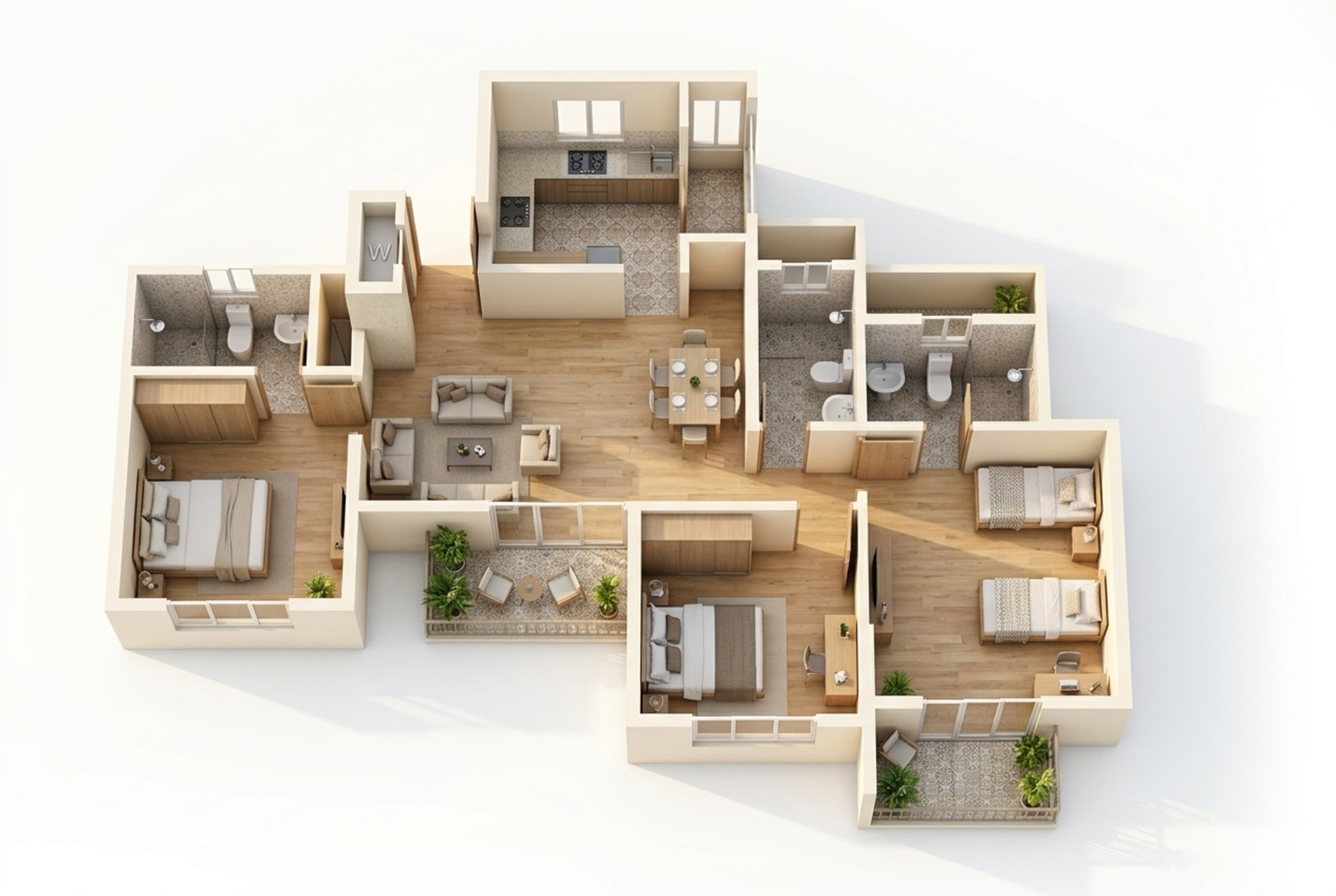 Floor plan of 3 BHK 928 Sq. Ft. Apartment in VTP Dolce Vita, Pune