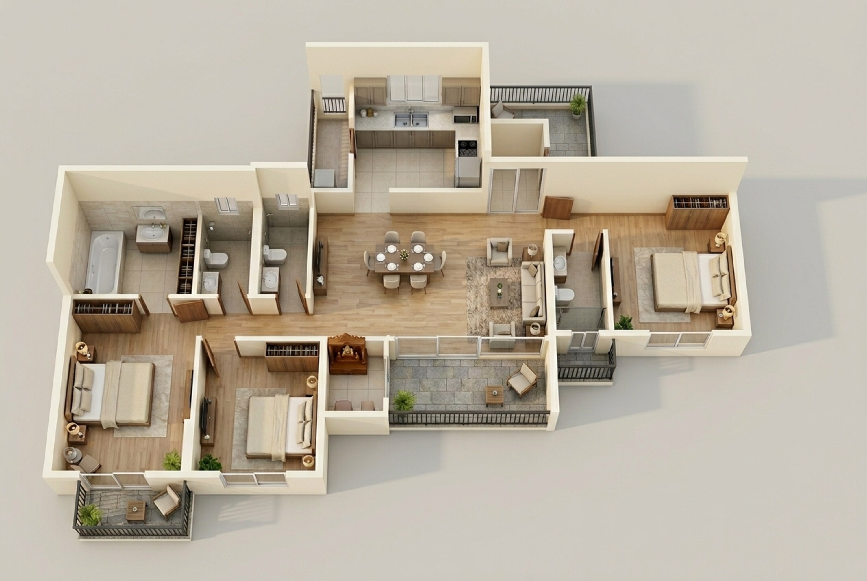 Floor plan of 3 BHK 1457 Sq. Ft. Apartment in VTP Dolce Vita, Pune