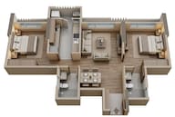 Floor plan of 2 BHK 642 Sq. Ft. Apartment in Rustomjee La Vie, Thane