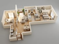 Floor plan of 2 BHK 700 Sq. Ft. Apartment in Rustomjee La Vie, Thane