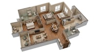 Floor plan of 3 BHK 901 Sq. Ft. Apartment in Rustomjee La Vie, Thane
