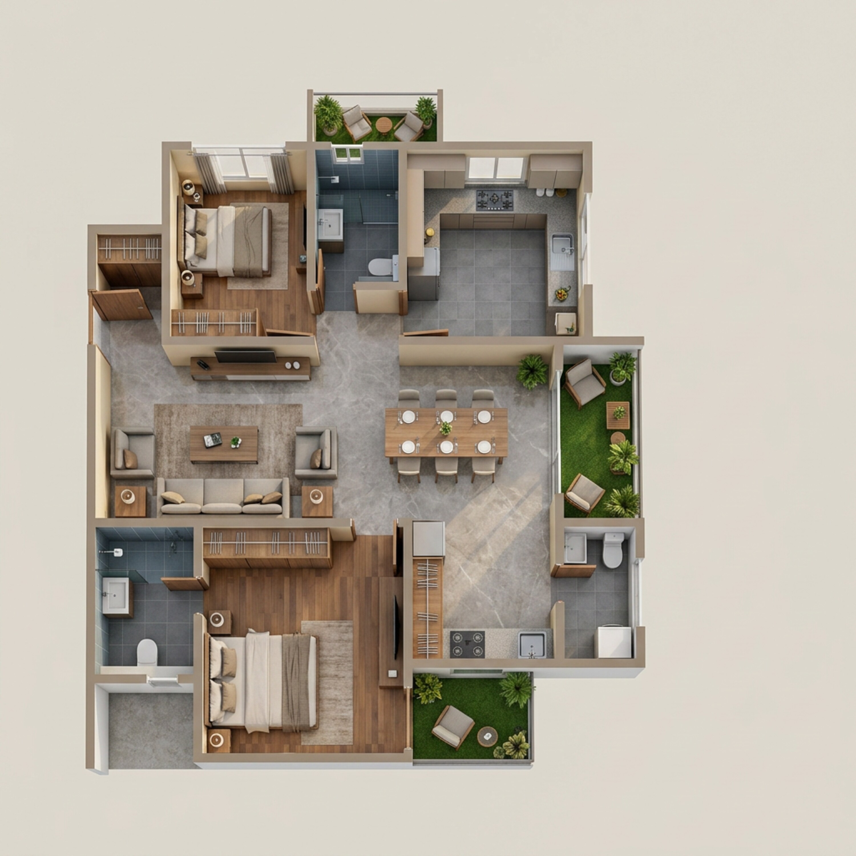 Floor plan of 3 BHK 1655 Sq. Ft. Apartment in Sumadhura Sarang, Bangalore