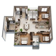 Floor plan of 3 BHK 1920 Sq. Ft. Apartment in Sumadhura Sarang, Bangalore