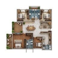 Floor plan of 4 BHK 2215 Sq. Ft. Apartment in Sumadhura Sarang, Bangalore