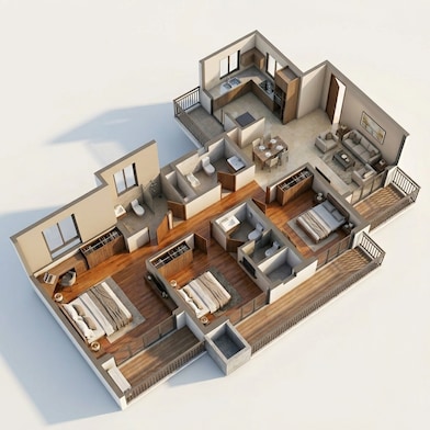Floor plan of 3 BHK 1800 Sq. Ft. Apartment in Godrej Tropical Isle, Noida