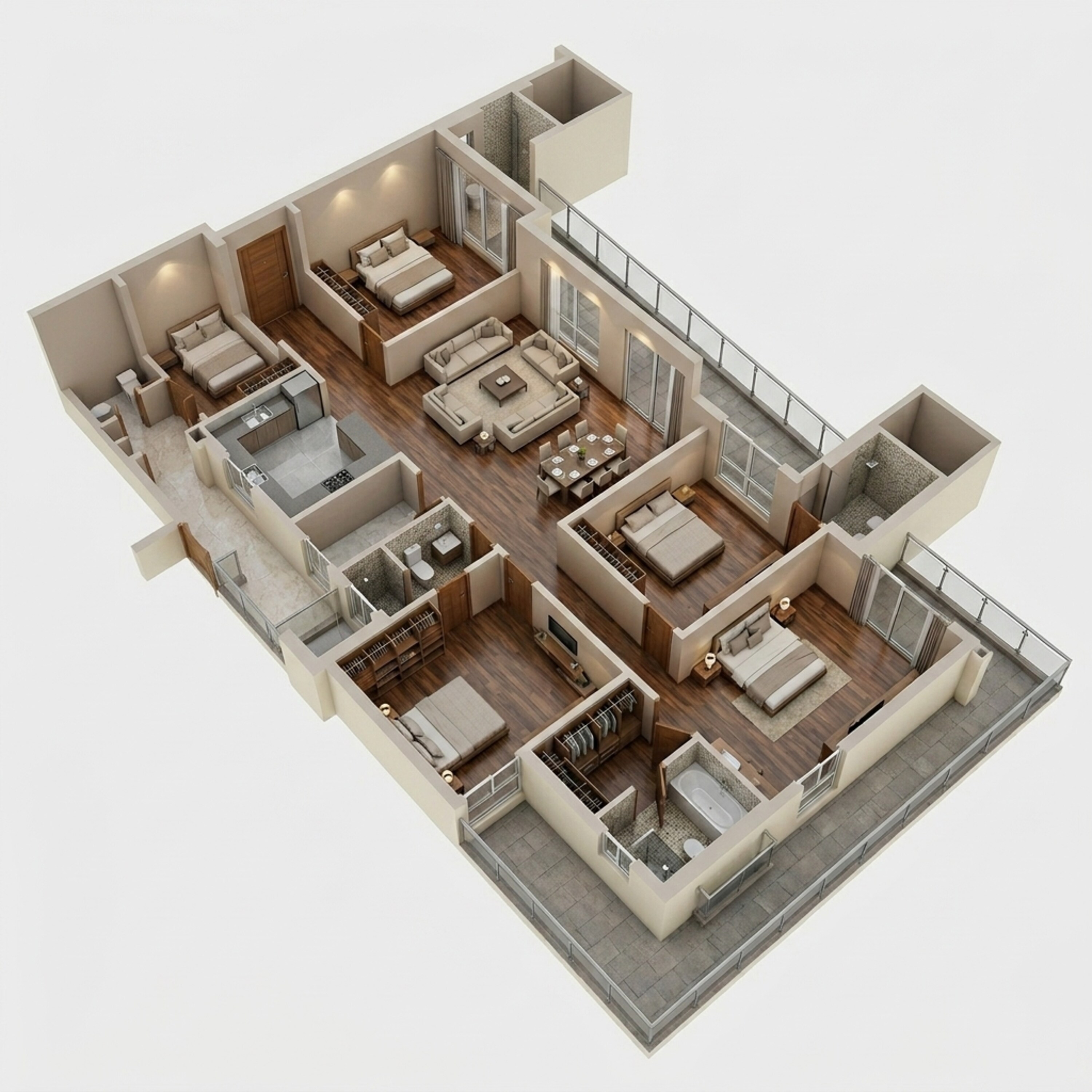 Floor plan of 4 BHK 3250 Sq. Ft. Apartment in Godrej Tropical Isle, Noida