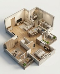 Floor plan of 1 BHK 952 Sq. Ft. Apartment in Sobha Avalon, Ahmedabad