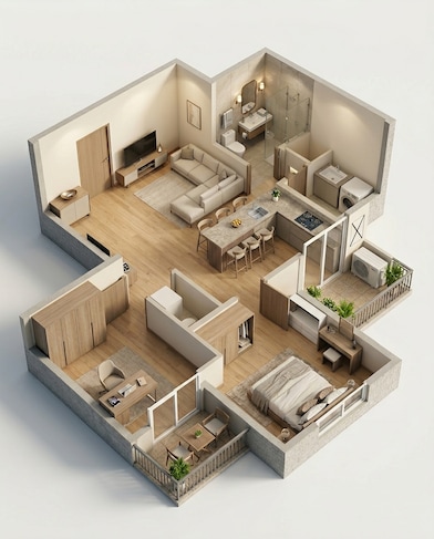 Floor plan of 1 BHK 952 Sq. Ft. Apartment in Sobha Avalon, Ahmedabad
