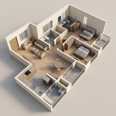 Floor plan of 2 BHK 1307 Sq. Ft. Apartment in Sobha Avalon, Ahmedabad