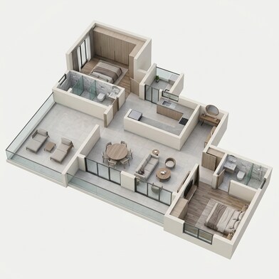 Floor plan of 2 BHK 1484 Sq. Ft. Apartment in Sobha Avalon, Ahmedabad
