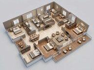 Floor plan of 4 BHK 1891 Sq. Ft. Apartment in Shalimar One World Valencia Tower, Lucknow