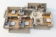 Floor plan of 4 BHK 1598 Sq. Ft. Apartment in Oro Constella, Lucknow
