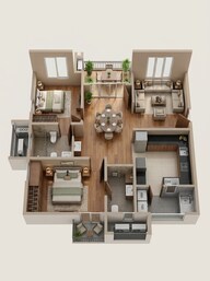 Floor plan of 2 BHK 1251 Sq. Ft. Apartment in Aparna Synergy, Hyderabad