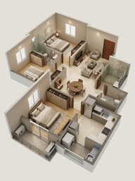 Floor plan of 3 BHK 1453 Sq. Ft. Apartment in Aparna Synergy, Hyderabad