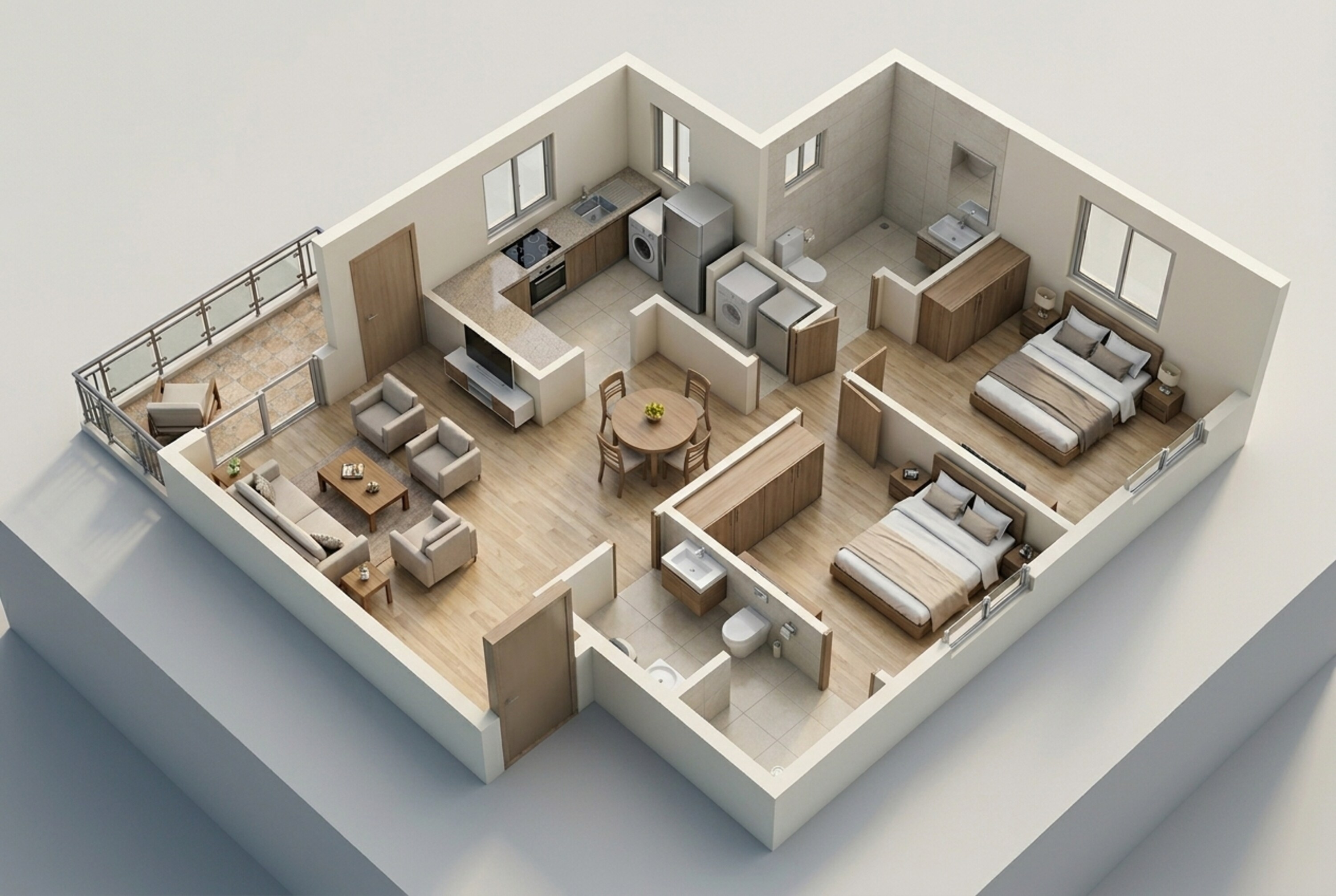 Floor plan of 2 BHK 820 Sq. Ft. Apartment in Birla Trimaya, Bangalore