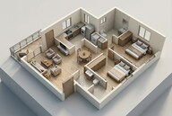 Floor plan of 2 BHK 820 Sq. Ft. Apartment in Birla Trimaya, Bangalore