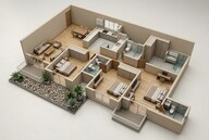 Floor plan of 3 BHK 1090 Sq. Ft. Apartment in Birla Trimaya, Bangalore