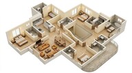 Floor plan of 4 BHK 2050 Sq. Ft. Apartment in Birla Trimaya, Bangalore