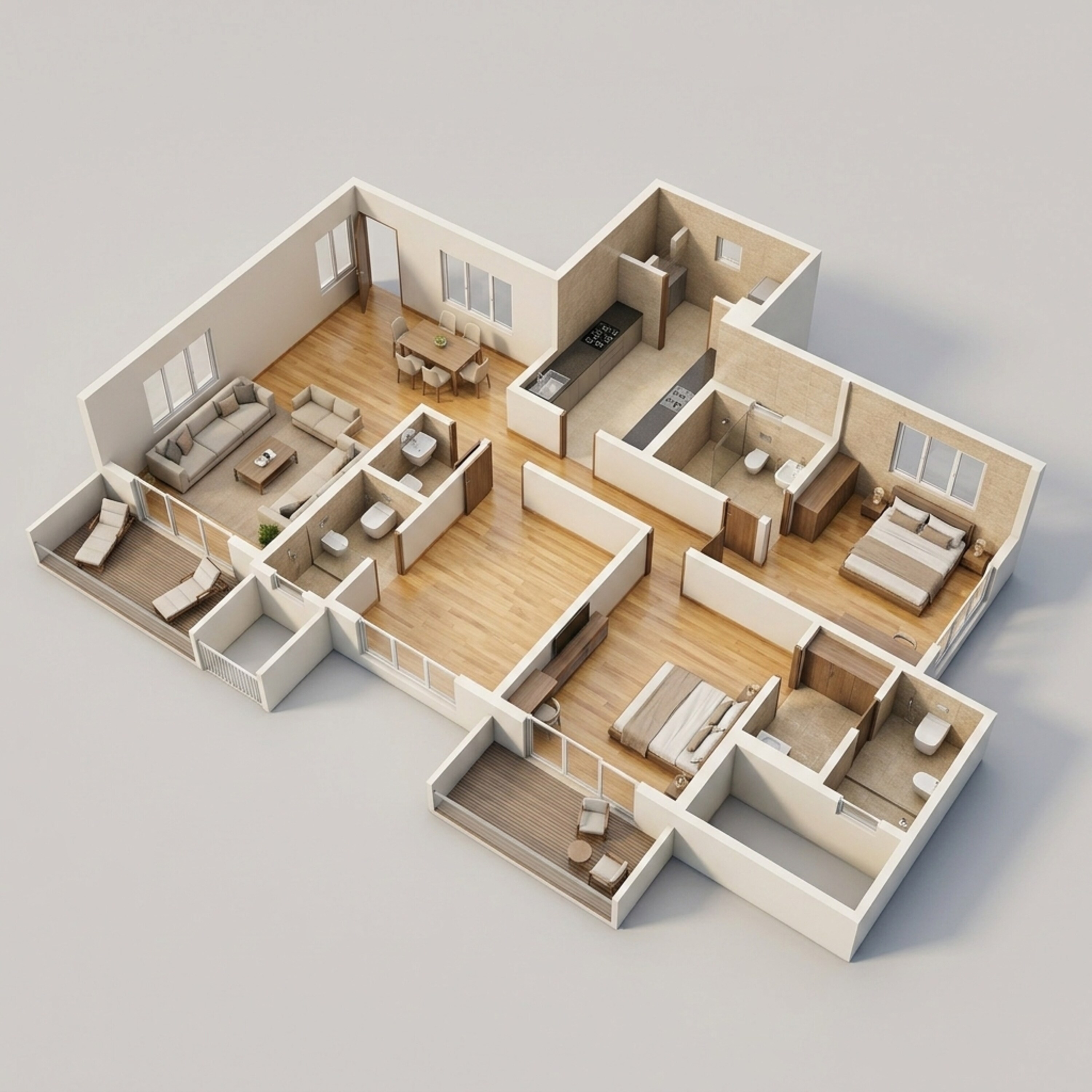 Floor plan of 3 BHK 1433 Sq. Ft. Apartment in Kolte Patil 24K Manor Towers, Pune