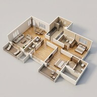 Floor plan of 3 BHK 1433 Sq. Ft. Apartment in Kolte Patil 24K Manor Towers, Pune