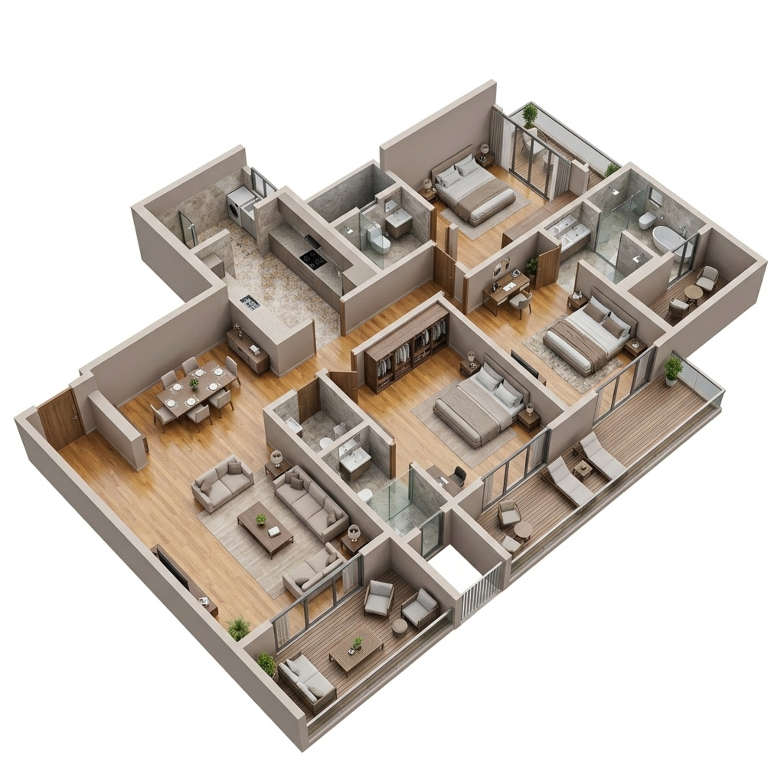 Floor plan of 3 BHK 1570 Sq. Ft. Apartment in Kolte Patil 24K Manor Towers, Pune