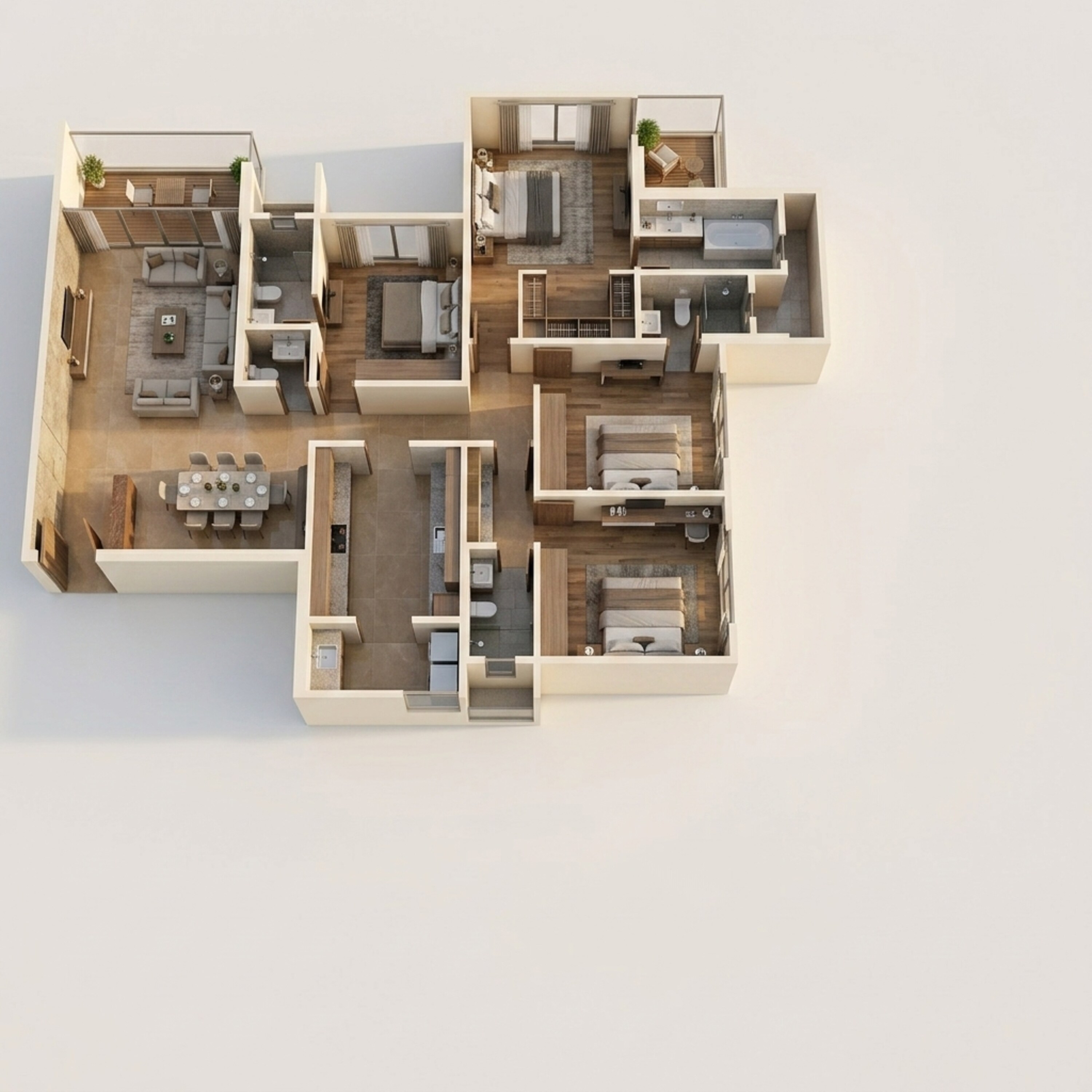 Floor plan of 4 BHK 1823 Sq. Ft. Apartment in Kolte Patil 24K Manor Towers, Pune