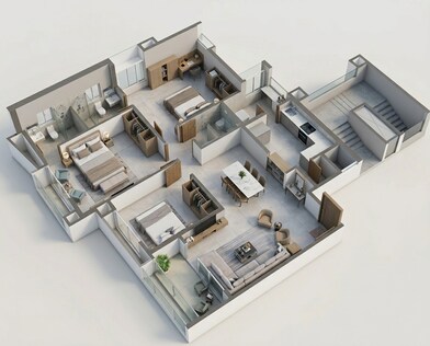 Floor plan of 3 BHK 1929 Sq. Ft. Apartment in Adani Archway, Ahmedabad