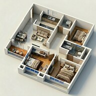 Floor plan of 2 BHK 672 Sq. Ft. Apartment in Gera Island of Joy, Pune