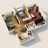 Floor plan of 2 BHK 856 Sq. Ft. Apartment in Gera Island of Joy, Pune