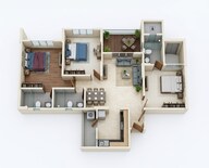 Floor plan of 3 BHK 931 Sq. Ft. Apartment in Gera Island of Joy, Pune