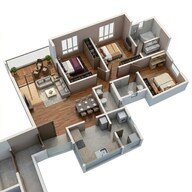 Floor plan of 3 BHK 1513 Sq. Ft. Apartment in Gera Island of Joy, Pune