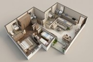 Floor plan of 2 BHK 675 Sq. Ft. Apartment in Gera Island of Joy, Pune