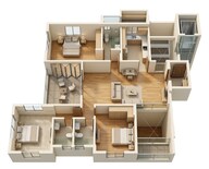 Floor plan of 3 BHK 770 Sq. Ft. Apartment in Gera Affinia, Pune