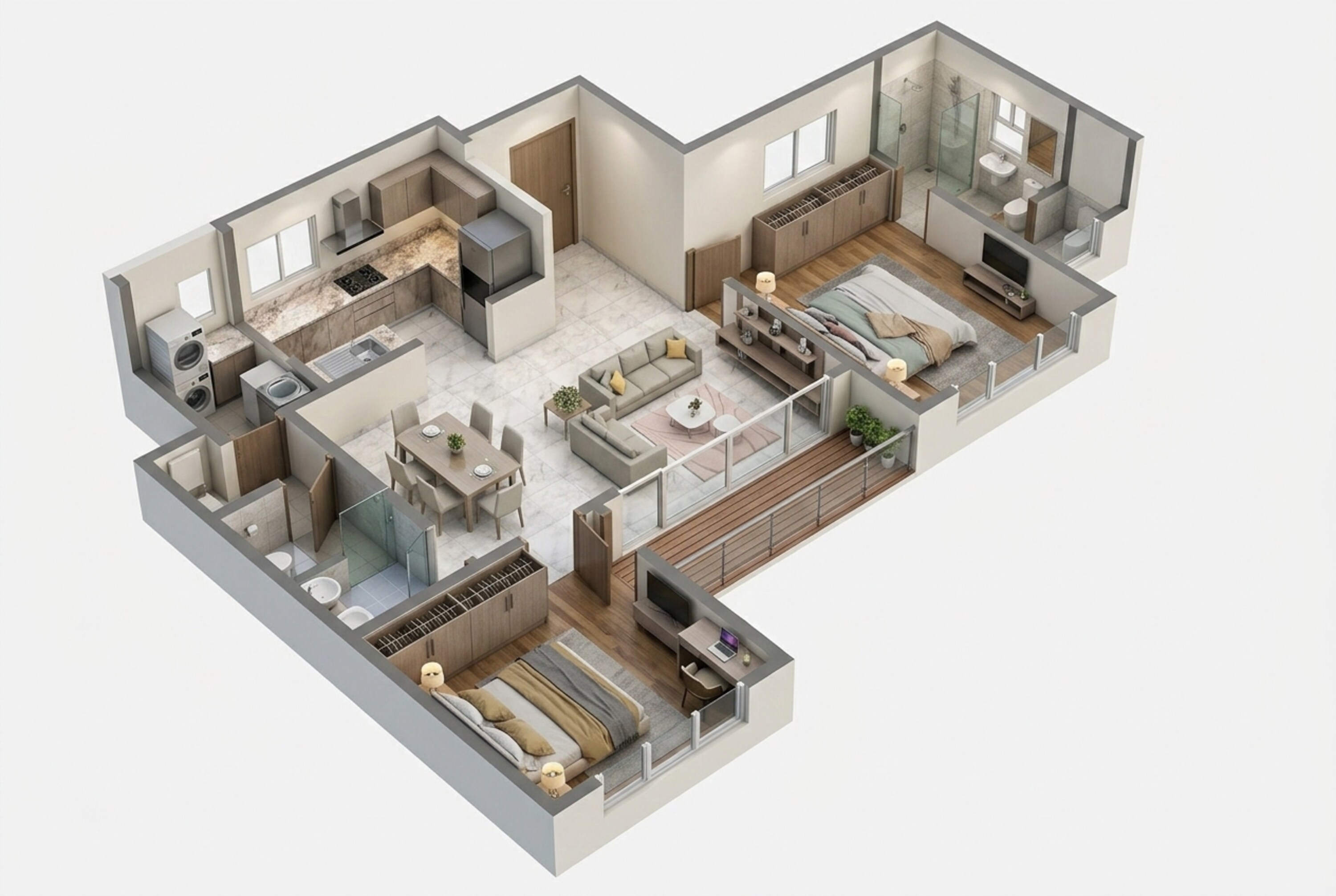 Floor plan of 2 BHK 1150 Sq. Ft. Apartment in Prestige Park Grove, Bangalore