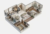 Floor plan of 2 BHK 1150 Sq. Ft. Apartment in Prestige Park Grove, Bangalore