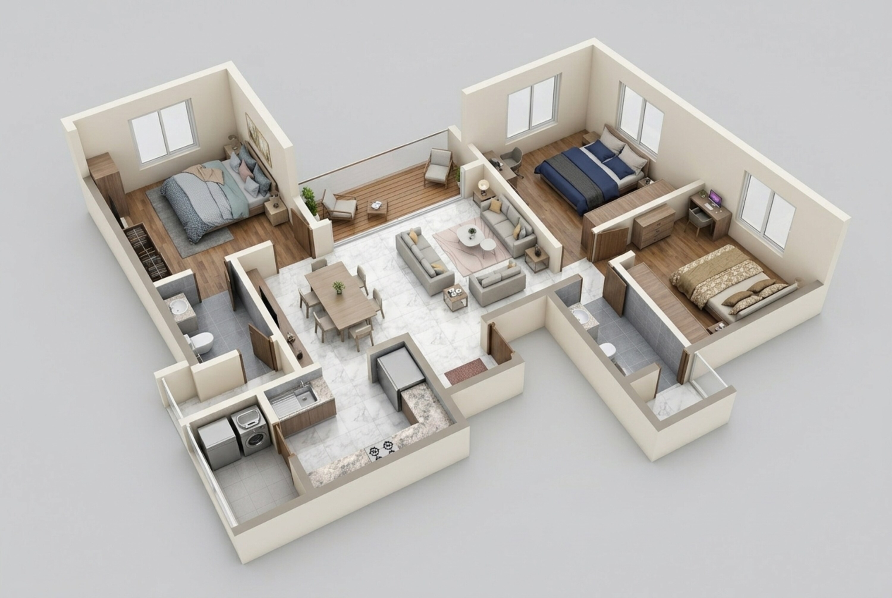 Floor plan of 3 BHK 1414 Sq. Ft. Apartment in Prestige Park Grove, Bangalore