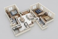 Floor plan of 3 BHK 1414 Sq. Ft. Apartment in Prestige Park Grove, Bangalore