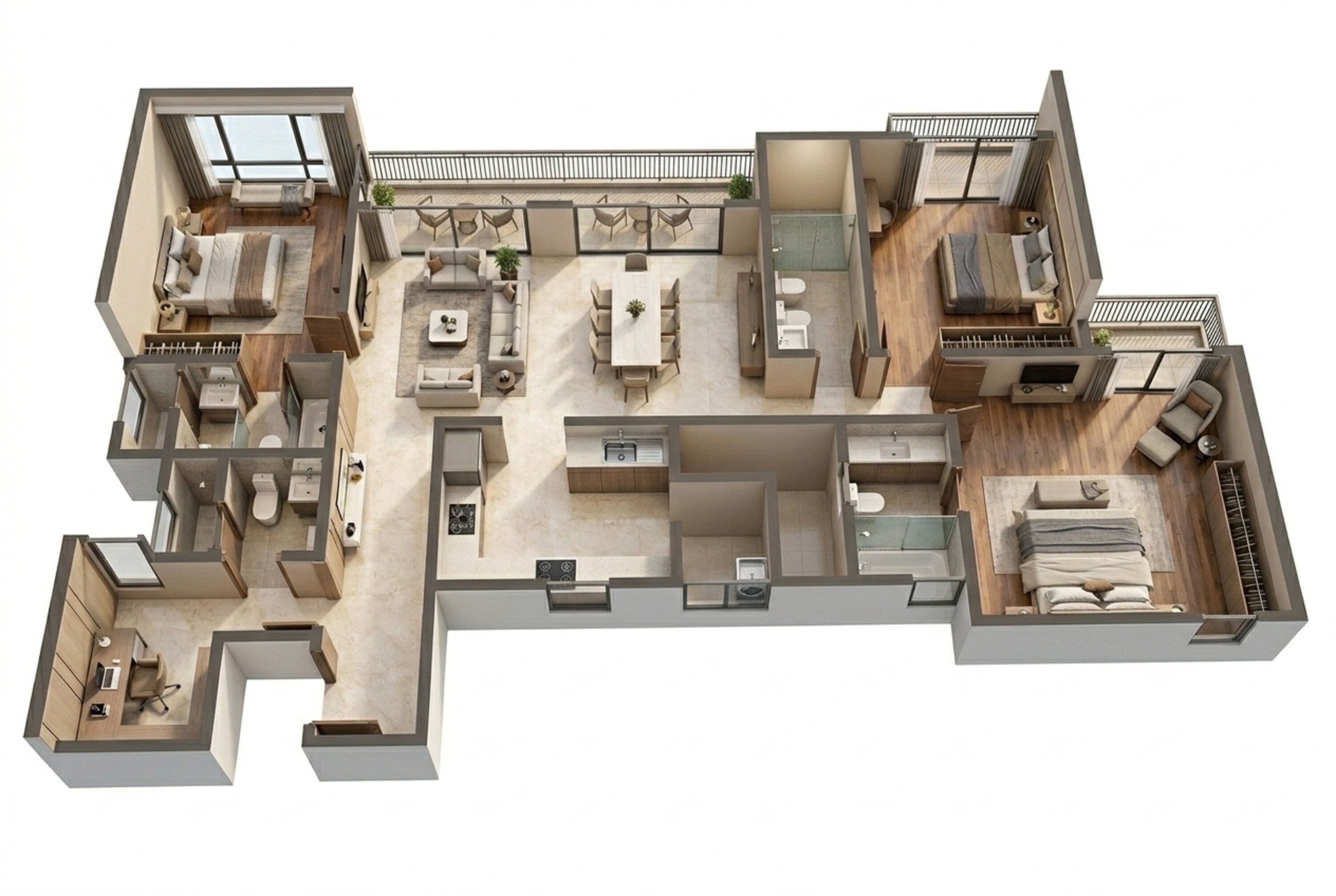 Floor plan of 3 BHK 2204 Sq. Ft. Apartment in Prestige Park Grove, Bangalore