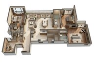 Floor plan of 3 BHK 2204 Sq. Ft. Apartment in Prestige Park Grove, Bangalore