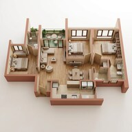Floor plan of 3 BHK 1062 Sq. Ft. Apartment in Rohan Ekam, Pune
