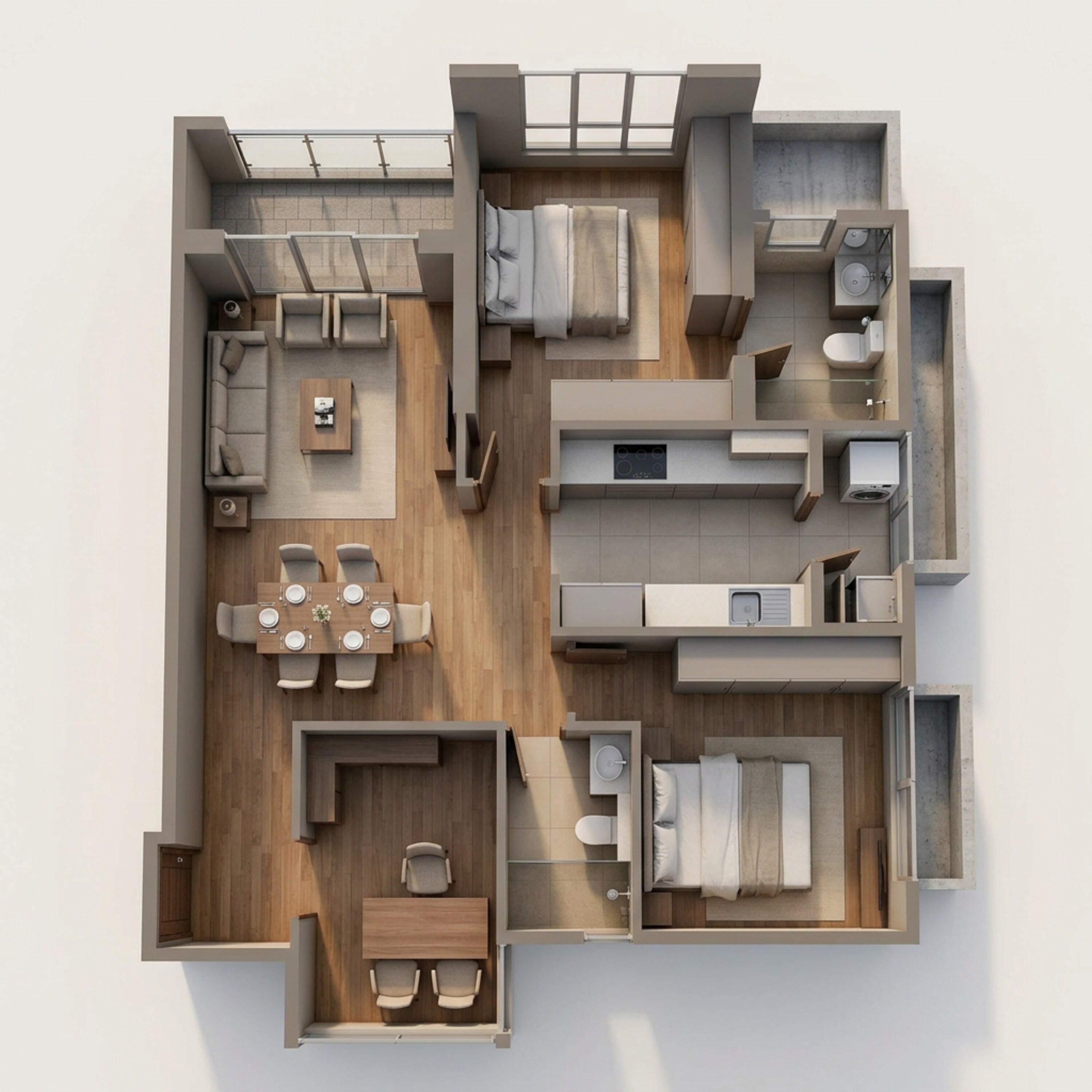 Floor plan of 2 BHK 934 Sq. Ft. Apartment in Adani Linkbay Residences, Mumbai